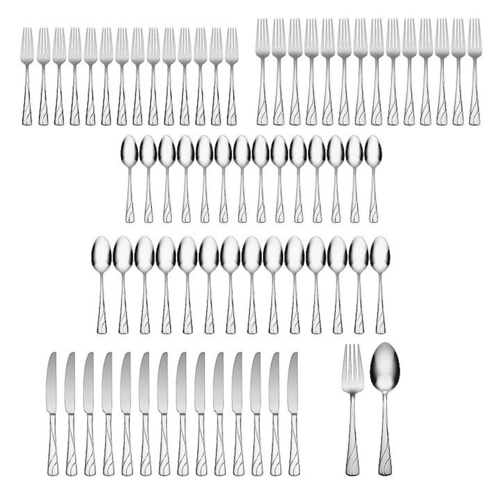 NEW Oneida 72 PC “River” Flatware SET Stainless Steel SVC for 14 + Serving Set